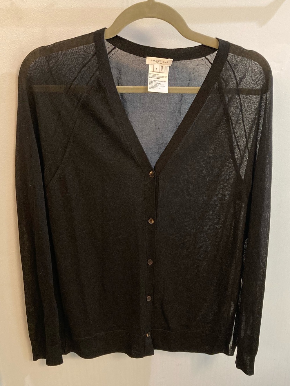 Lafayette 148 New York Sheer Button Front Silk-Blend Cardigan Size Small
